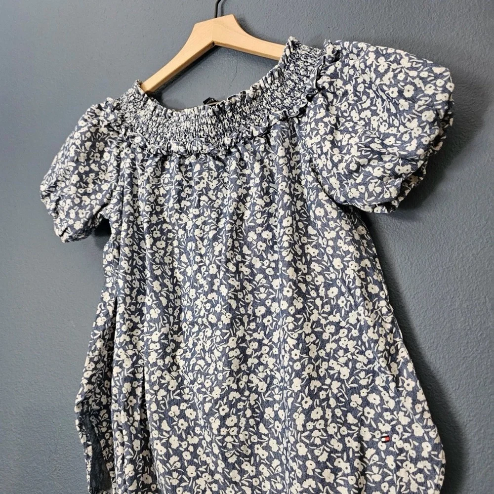 Tommy Hilfiger -‎ Chambray Floral Off Shoulder Top Preppy Classic Style